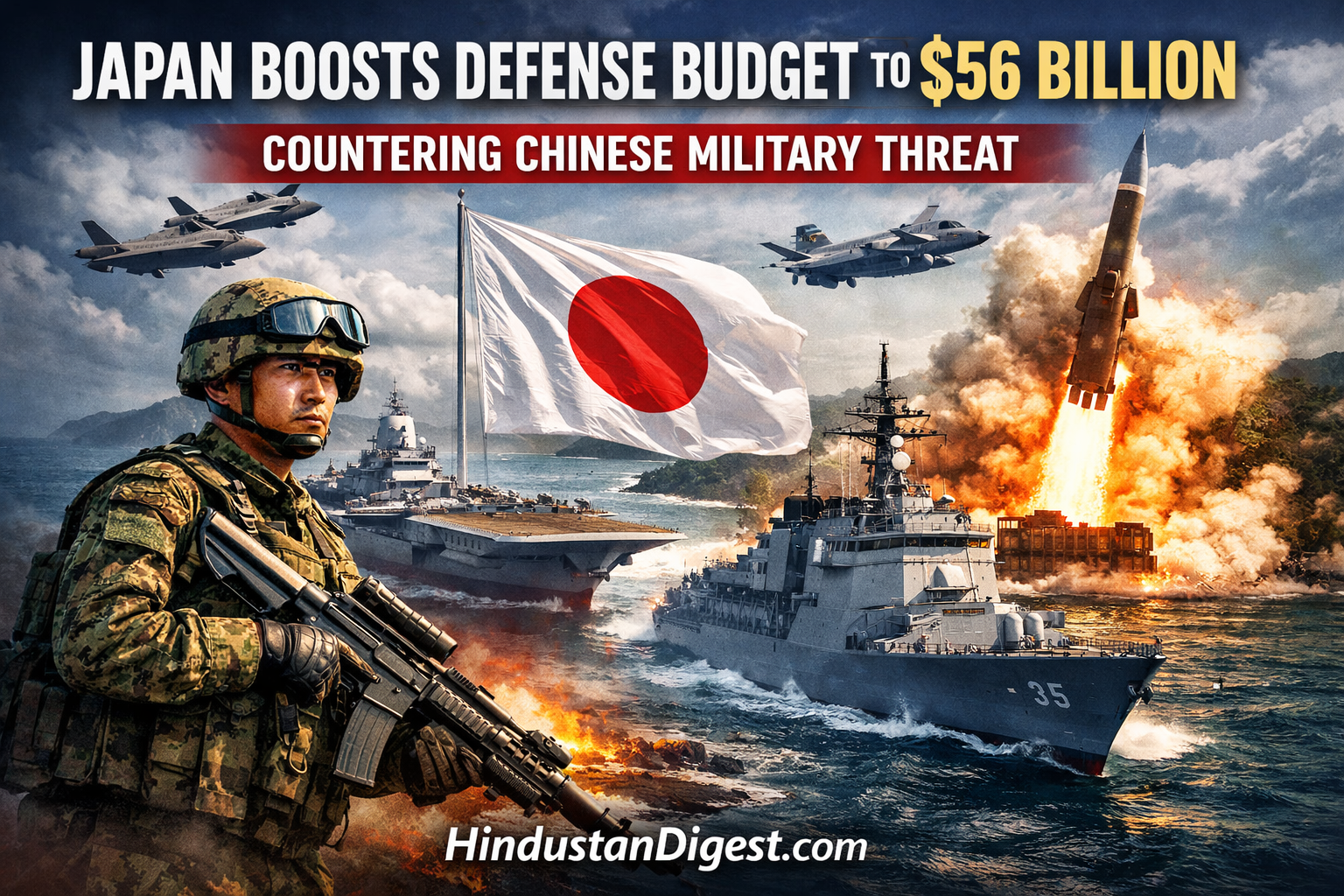 Japan Raises Defense Budget to $56 Billion Amid Escalating Chinese Military Pressure in the Indo-Pacific