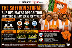 The Saffron Storm: BJP Decimates Opposition in Historic Gujarat Local Body Sweep.