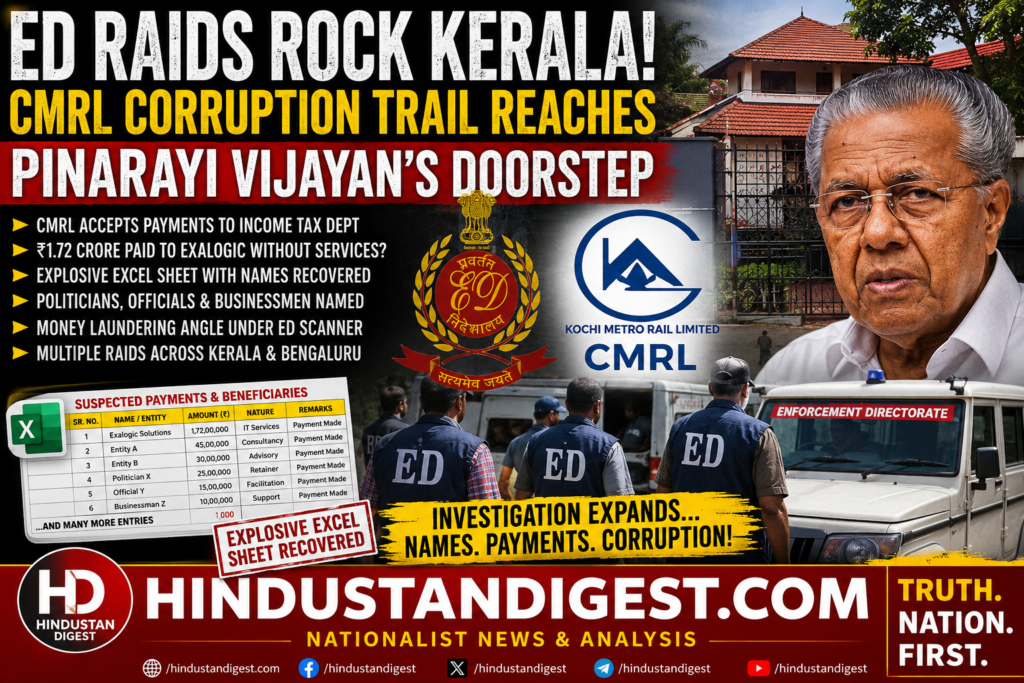 ED Raids Rock Kerala: Explosive CMRL Corruption Trail Reaches Former CM Pinarayi Vijayan’s Doorstep.