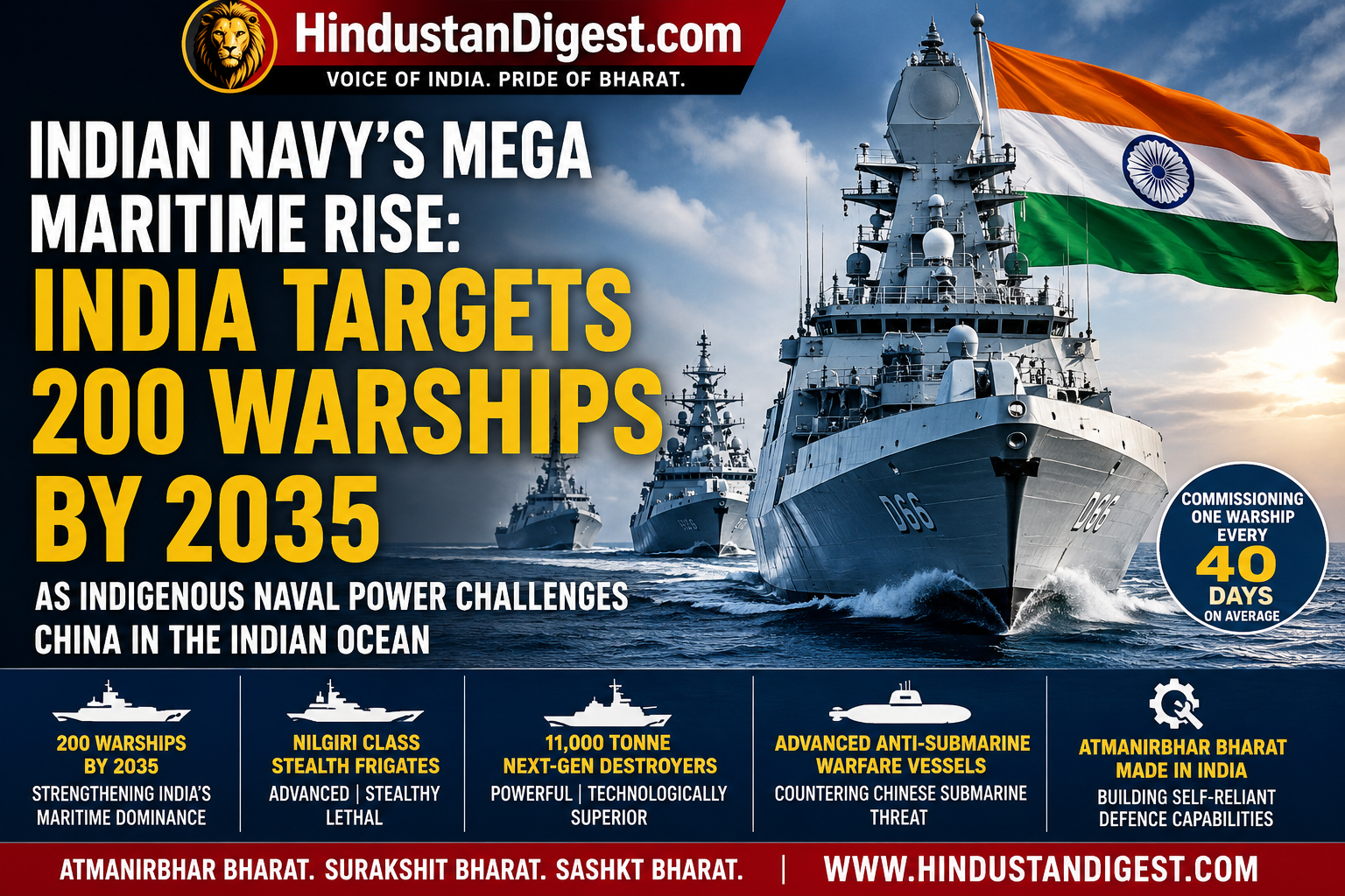 Indian Navy’s Mega Maritime Rise: India Targets 200 Warships By 2035 As Indigenous Naval Power Challenges China In The Indian Ocean.