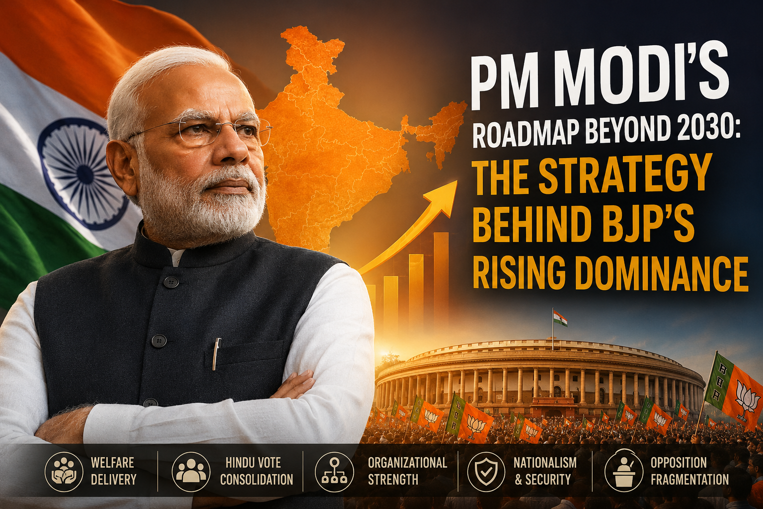 PM Modi’s Political Roadmap Beyond 2030: How Electoral Consolidation, Welfare Politics, and Opposition Fragmentation Are Reshaping India.