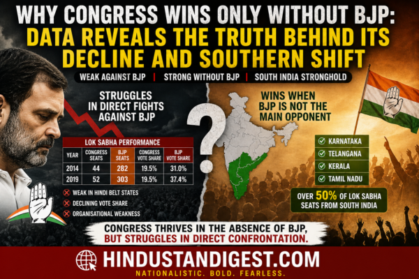 Why Congress Wins Only when its fight is with a non-BJP party: Data Reveals the Truth Behind Its Decline and Southern Shift.