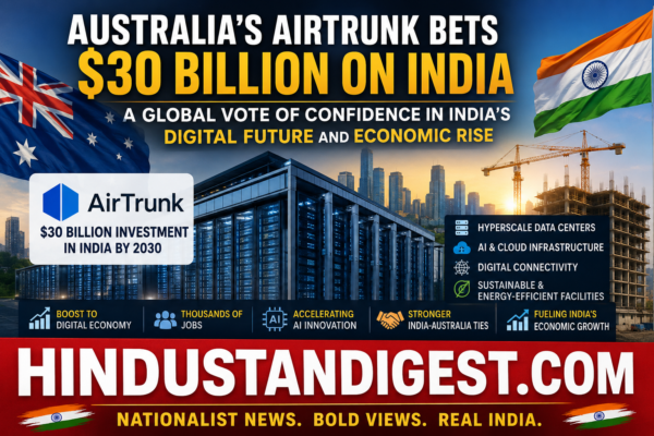 Australia’s AirTrunk Bets $30 Billion on India: A Global Vote of Confidence in India’s Digital Future and Economic Rise.