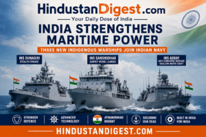 India Strengthens Maritime Power with Three New Indigenous Warships: INS Dunagiri, INS Sanshodhak and INS Agray Join Naval Fleet.