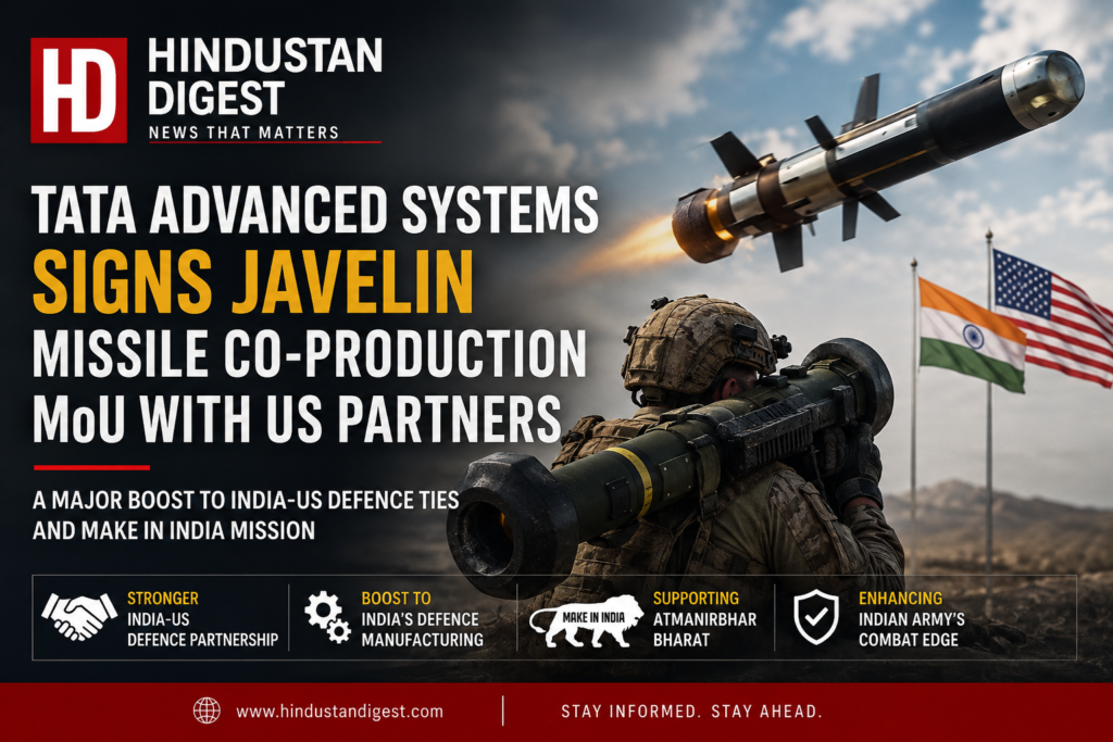 Tata Advanced Systems Signs Javelin Missile Co-Production MoU: Major Boost for India-US Defence Partnership and Make in India.